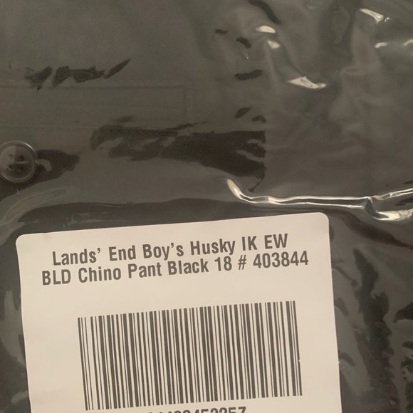 NWT LANDS' END BOY'S HUSKY lK EW BLD CHINO PANTS BLACK 18 (HUSKY) - Picture 6 of 6